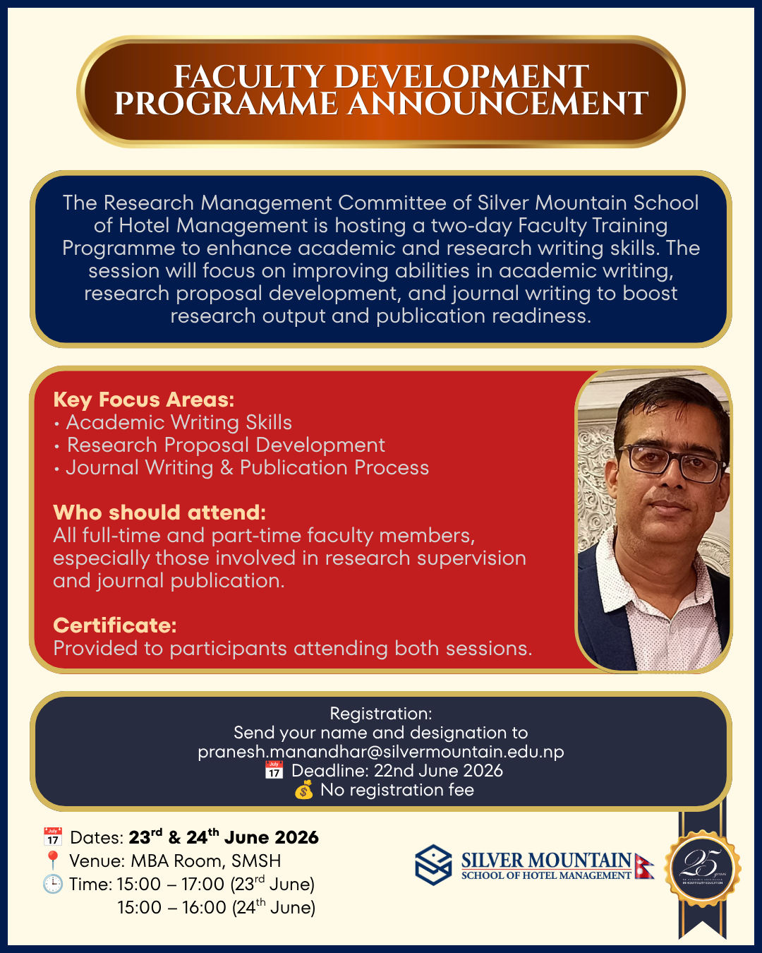 Faculty Development Pragramme Announcement